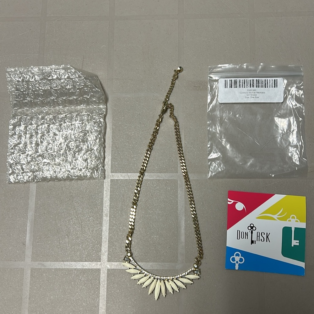 NEW DON LASK Gold tone Bib Fan Necklace - Picture 5 of 6
